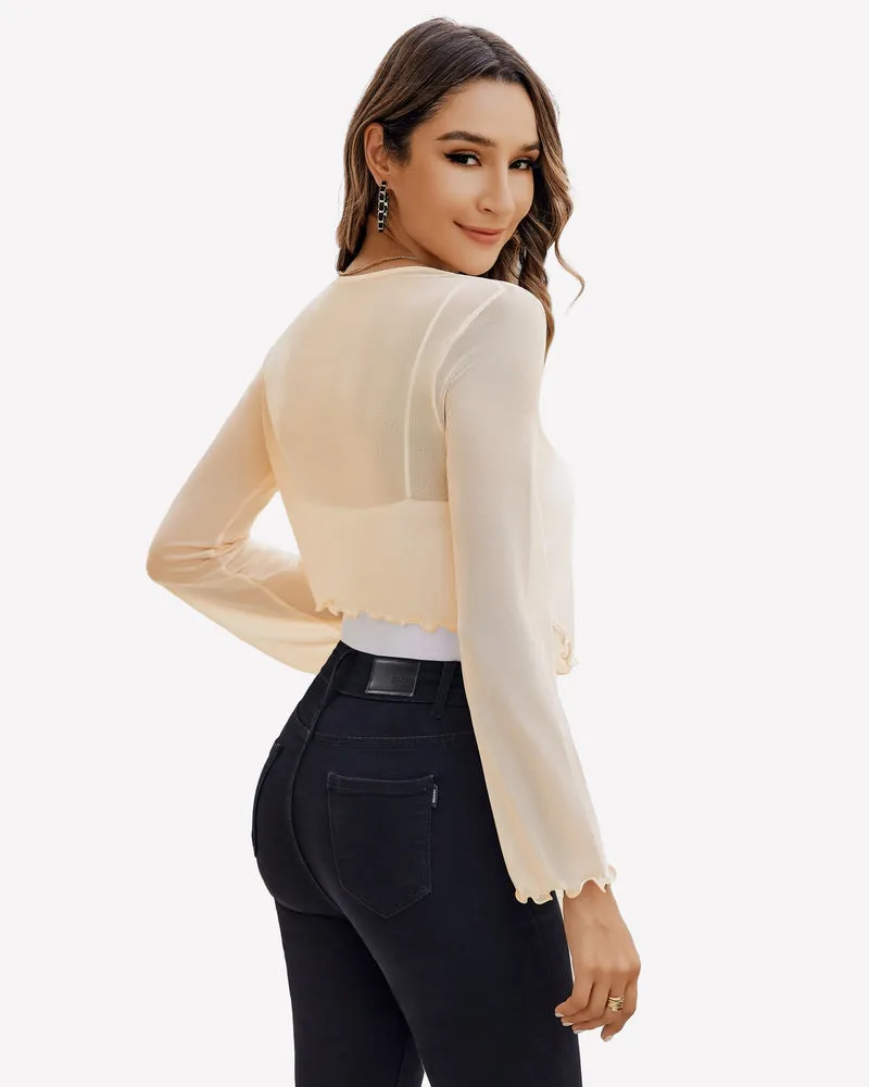 Sheer Shrug Tie Front Mesh Shawl Top sold by Avid Love product image thumbnail 5