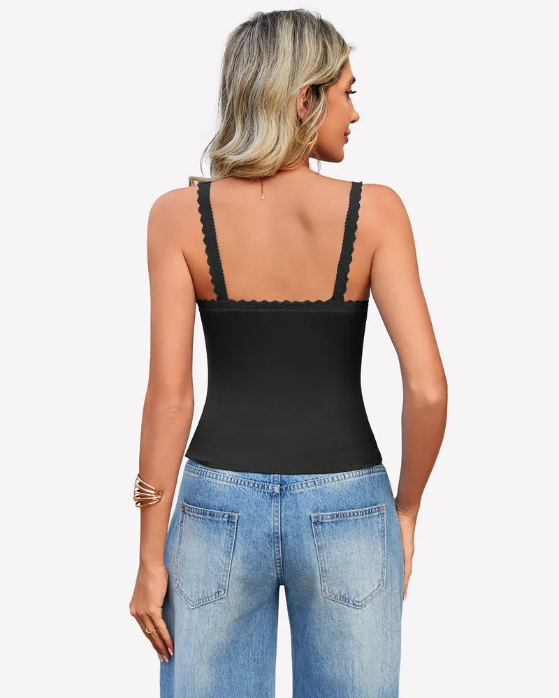 Lace Tank Top Y2k Square Neck Undershirts sold by Avid Love product image thumbnail 5