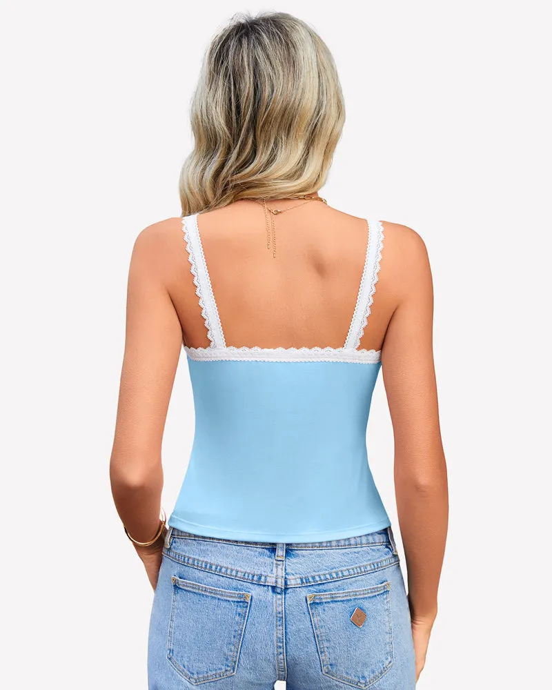 Lace Tank Top Y2k Square Neck Undershirts sold by Avid Love product image thumbnail 2