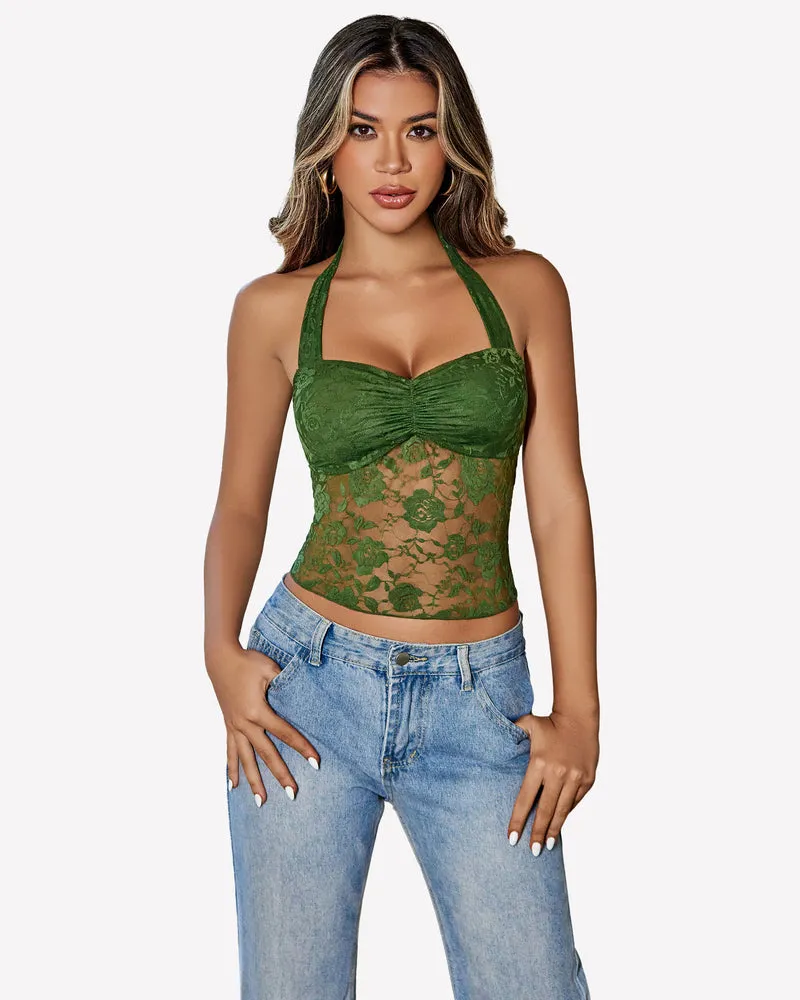 Y2K Halter Tops Lace Tank Top sold by Avid Love product image thumbnail 3