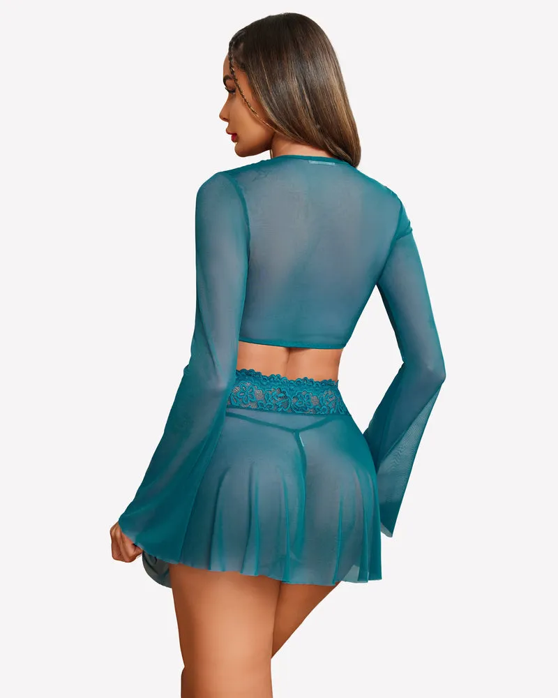 Contrast Lace Mesh Lingerie Set sold by Avid Love product image thumbnail 5