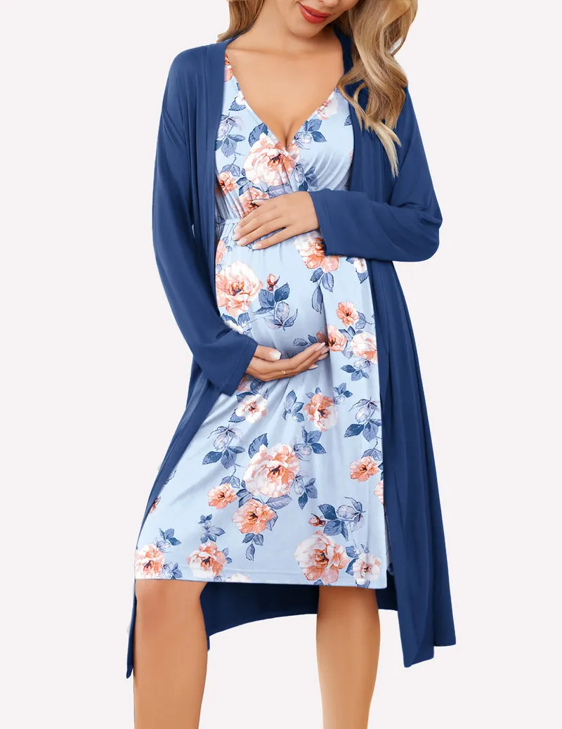Ekouaer Nursing Nightgown and Robe Set (US Only) sold by Avid Love product image thumbnail 4