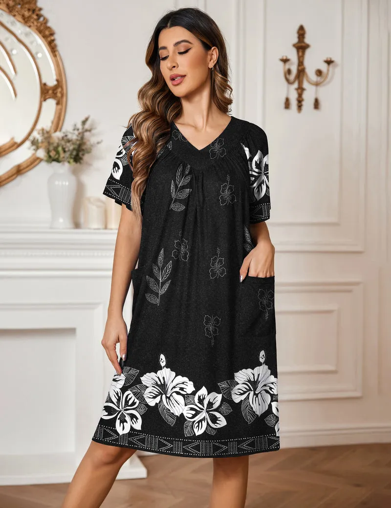 Ekouaer Floral Print Nightdress with Pockets (US Only) sold by Avid Love product image thumbnail 4