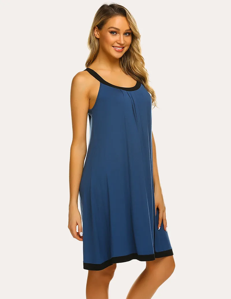 Ekouaer Contrast Color Front Pleated Nightdress (US Only) sold by Avid Love product image thumbnail 4