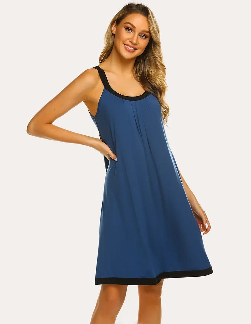 Ekouaer Contrast Color Front Pleated Nightdress (US Only) sold by Avid Love product image thumbnail 5