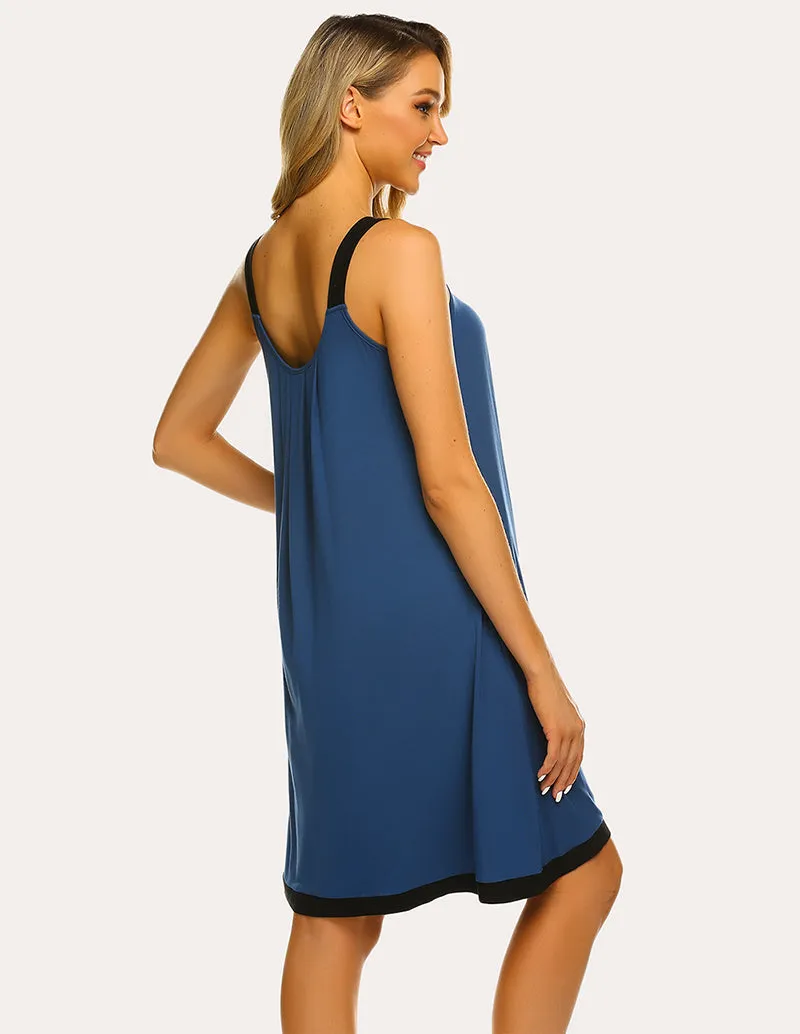 Ekouaer Contrast Color Front Pleated Nightdress (US Only) sold by Avid Love product image thumbnail 2