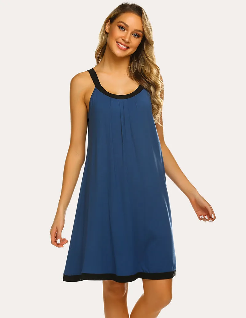 Ekouaer Contrast Color Front Pleated Nightdress (US Only) sold by Avid Love product image thumbnail 3