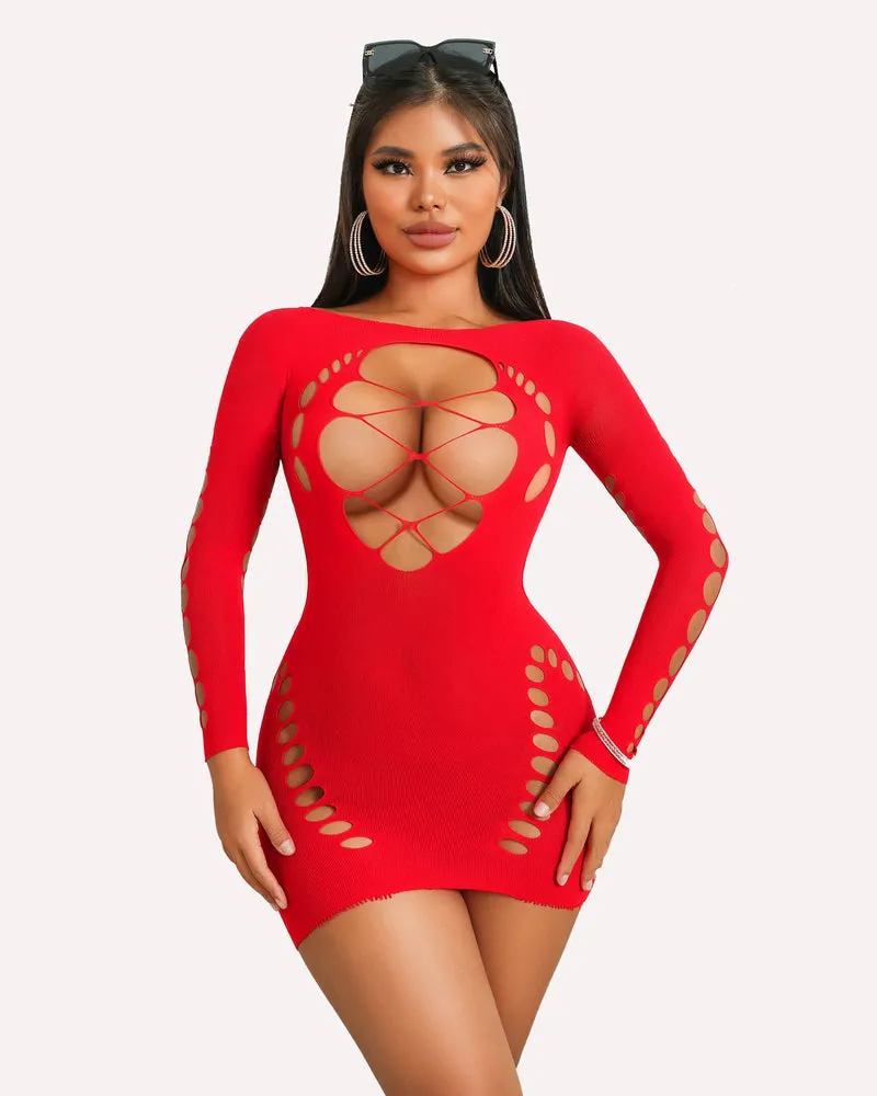 Fishnet Lingerie Long Sleeve Mesh Dress sold by Avid Love product image thumbnail 5