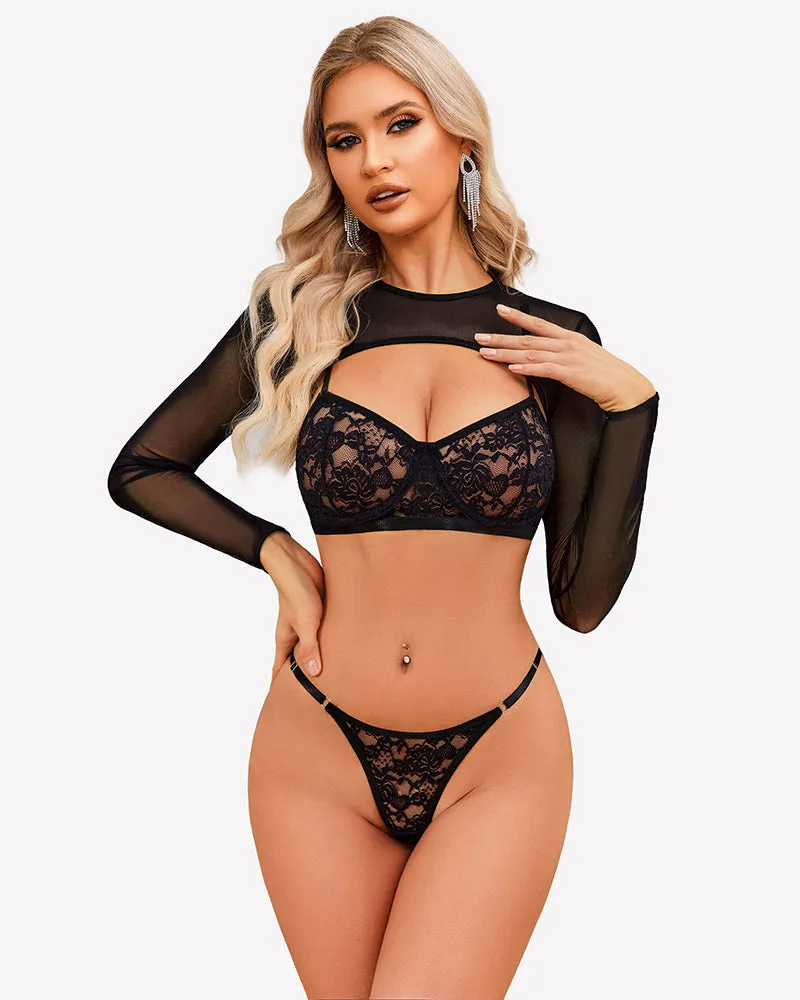 Lace Bra and Panty Crop Tops Set sold by Avid Love product image thumbnail 4