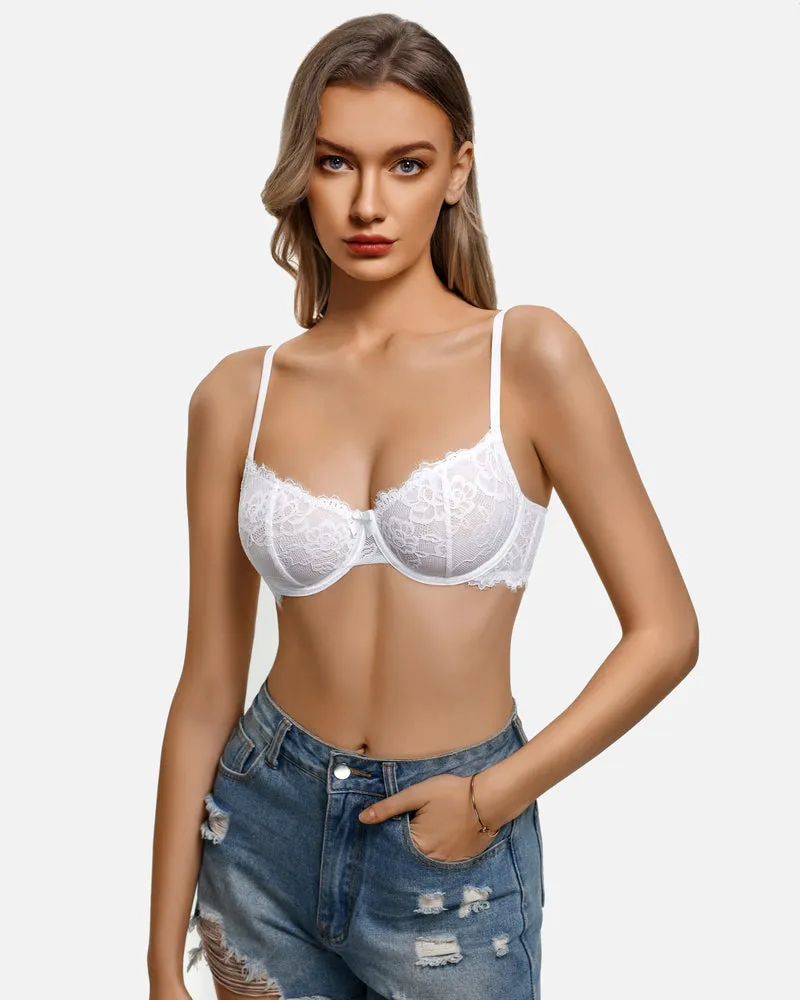 Balconette Lace Bra ¨C Sheer Mesh Unlined Lingerie Bra A-D Cup sold by Avid Love product image thumbnail 4