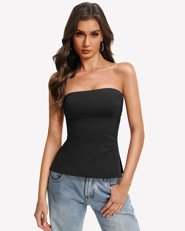 Bandeau Tube Top Double Lined Side Split Strapless Going Out Top made by Avid Love