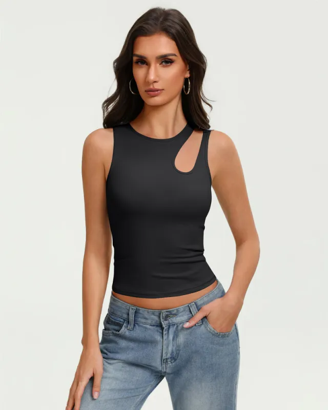 Hollow Out Crop Tank Top Y2K Fitted Going Out Concert Top made by Avid Love