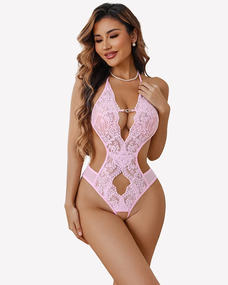 Deep V Halter Lace Bodysuit Teddy One Piece sold by Avid Love product image thumbnail 5