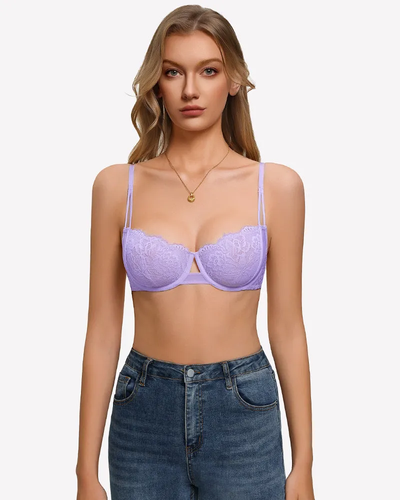 Floral Lace Bra – Sheer Mesh Unlined Bra sold by Avid Love product image thumbnail 2