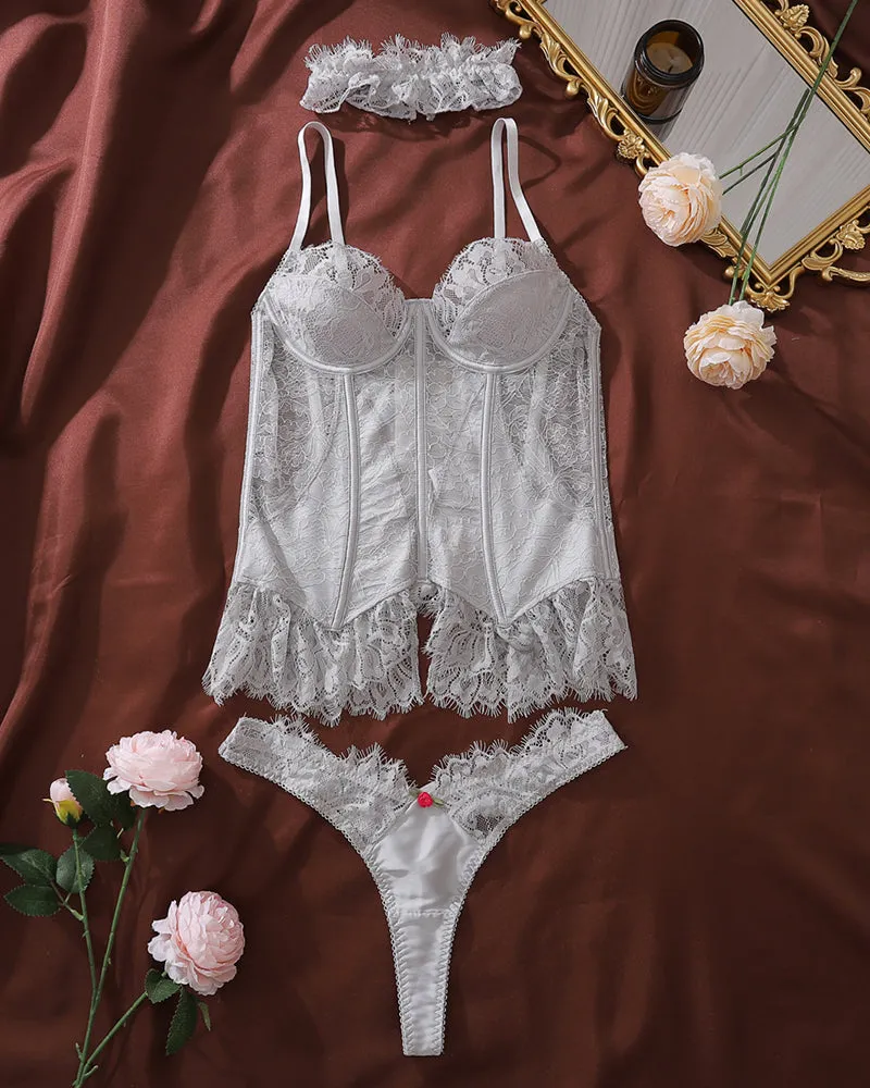 Lace Corset Lingerie Set - Underwire Bustier with Thong sold by Avid Love product image thumbnail 5