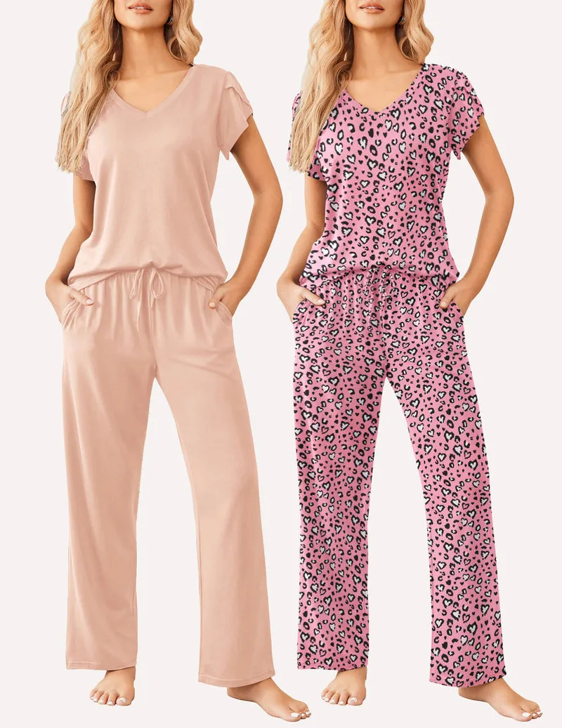 Ekouaer 2 Pack Pajamas Sleepwear Lounge Sets (US Only) sold by Avid Love product image thumbnail 5