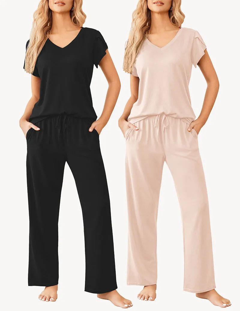 Ekouaer 2 Pack Pajamas Sleepwear Lounge Sets (US Only) sold by Avid Love product image thumbnail 4