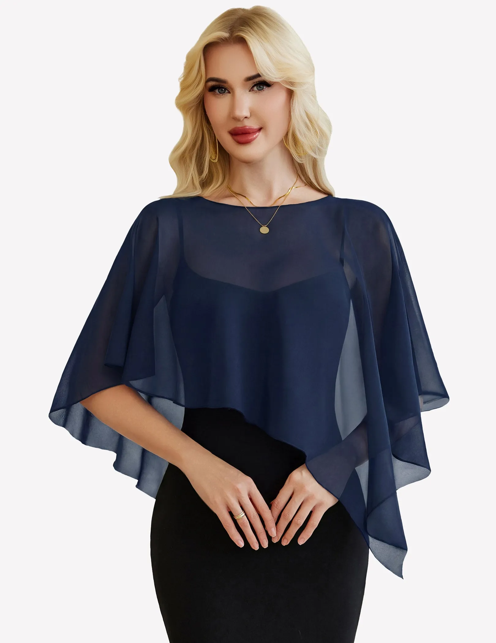 Chiffon Capelet ¨C Batwing Sleeve Sheer Wrap for Wedding & Evening sold by Avid Love product image thumbnail 5