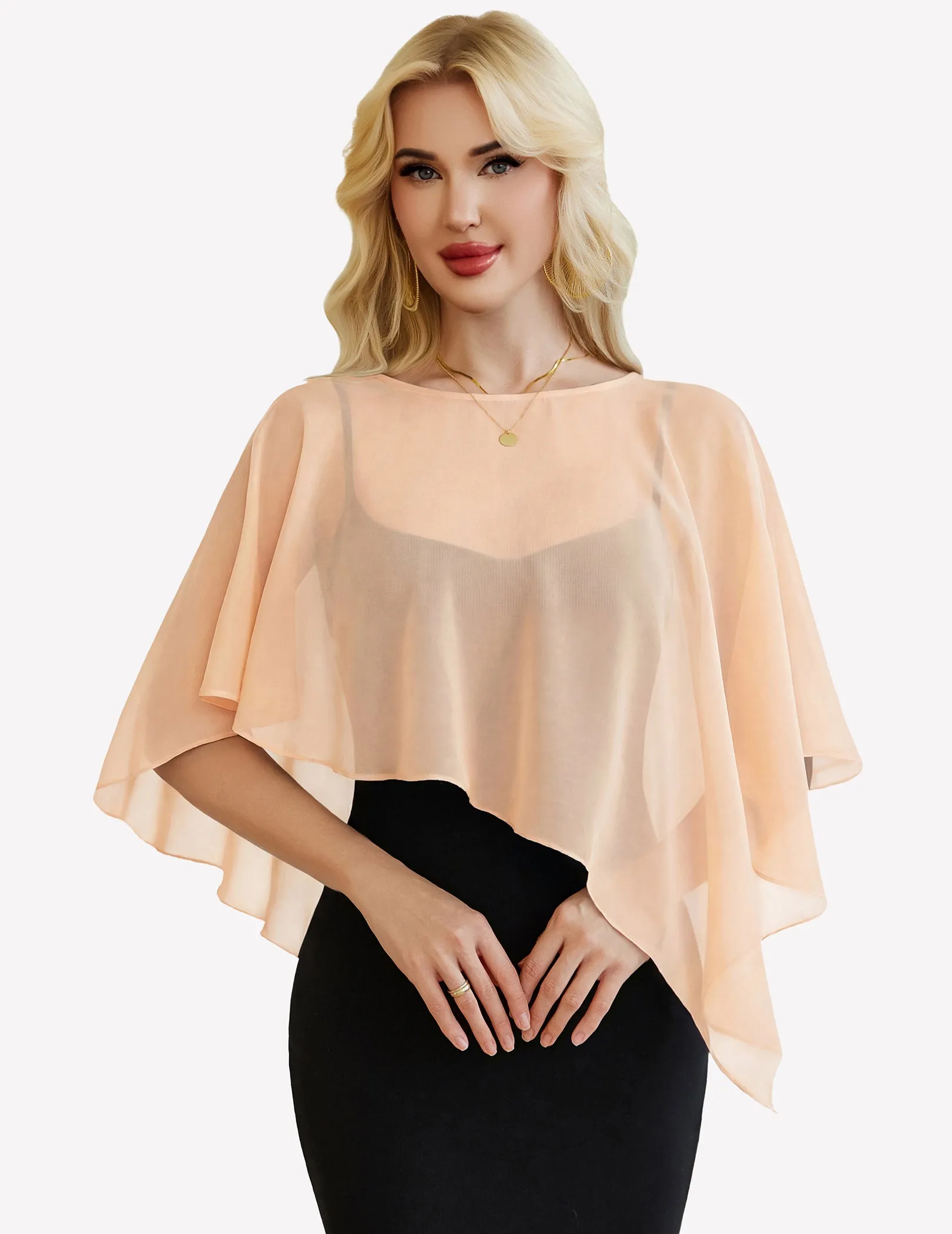 Chiffon Capelet ¨C Batwing Sleeve Sheer Wrap for Wedding & Evening sold by Avid Love product image thumbnail 2