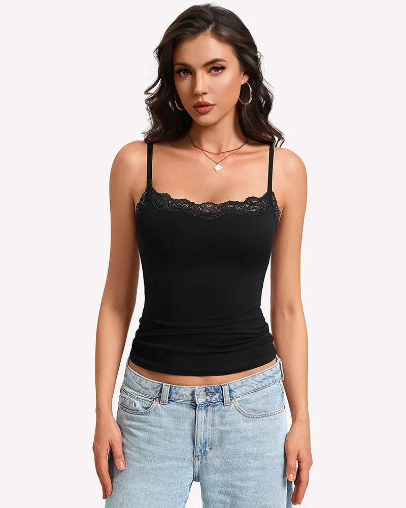 Lace Trim Camisole Square Neck Slim Fit Going Out Tank Top sold by Avid Love product image thumbnail 5