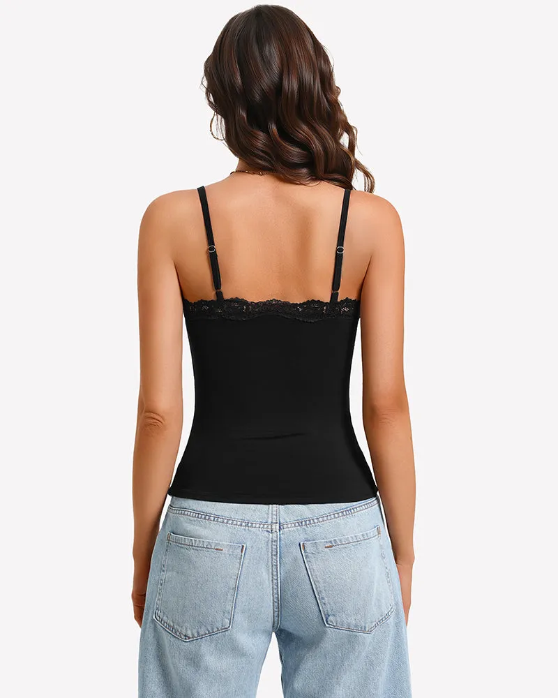 Lace Trim Camisole Square Neck Slim Fit Going Out Tank Top sold by Avid Love product image thumbnail 4