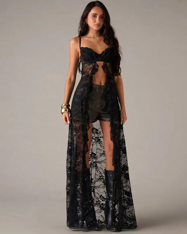 Strapless Heart Rhinestone Sheer Maxi Dress ¨C Corset Style Mesh Long Lingerie Gown made by Avid Love