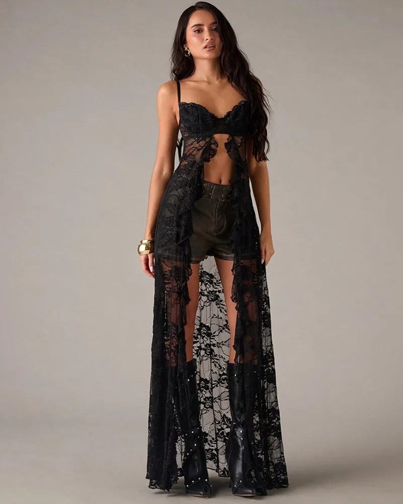 Strapless Heart Rhinestone Sheer Maxi Dress ¨C Corset Style Mesh Long Lingerie Gown sold by Avid Love product image thumbnail 2