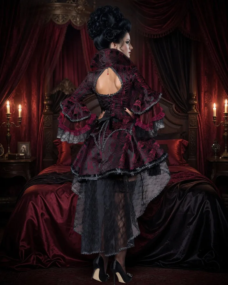 Gothic Vampire Dress with Stand Collar - Victorian Corset Maxi Dress sold by Avid Love product image thumbnail 3