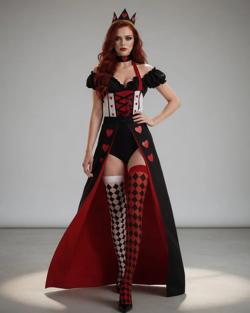 Queen of Hearts Costume Set - Corset Bodysuit with Crown sold by Avid Love