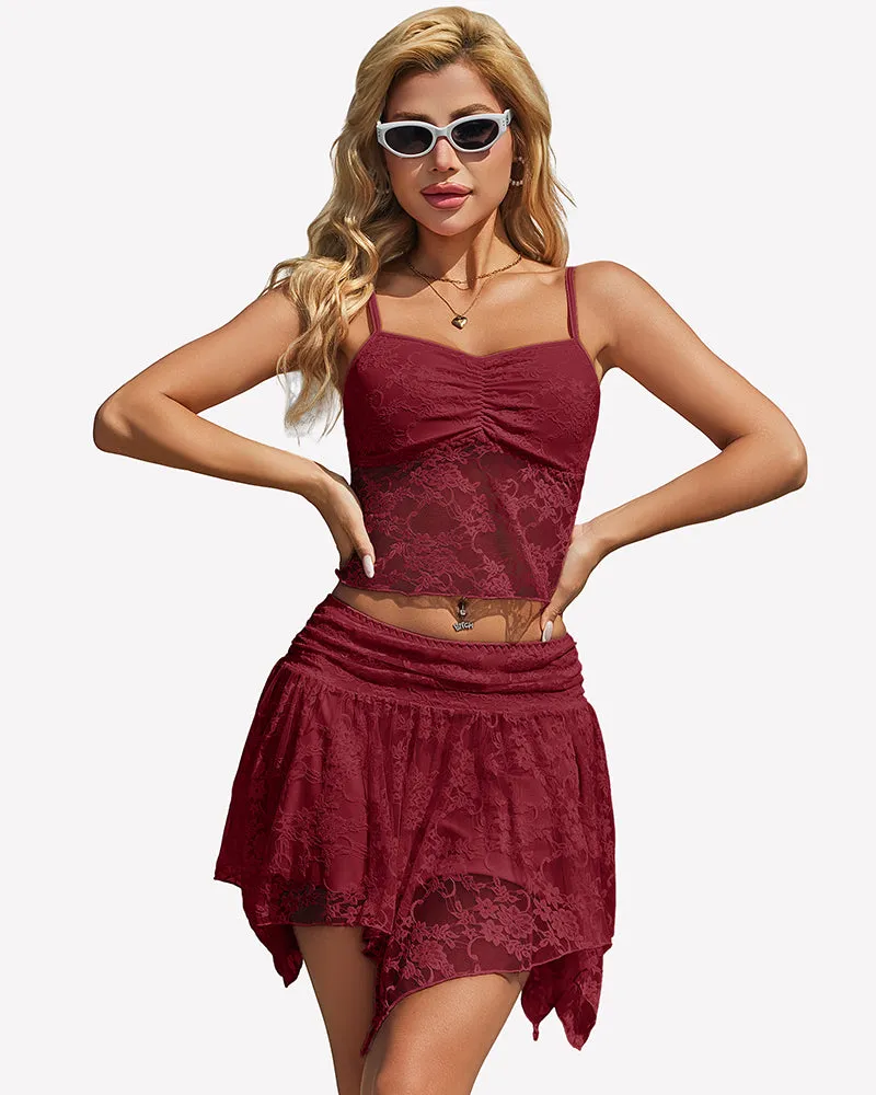 Lace Crop Top Mini Skirt 2-Piece Set sold by Avid Love product image thumbnail 5
