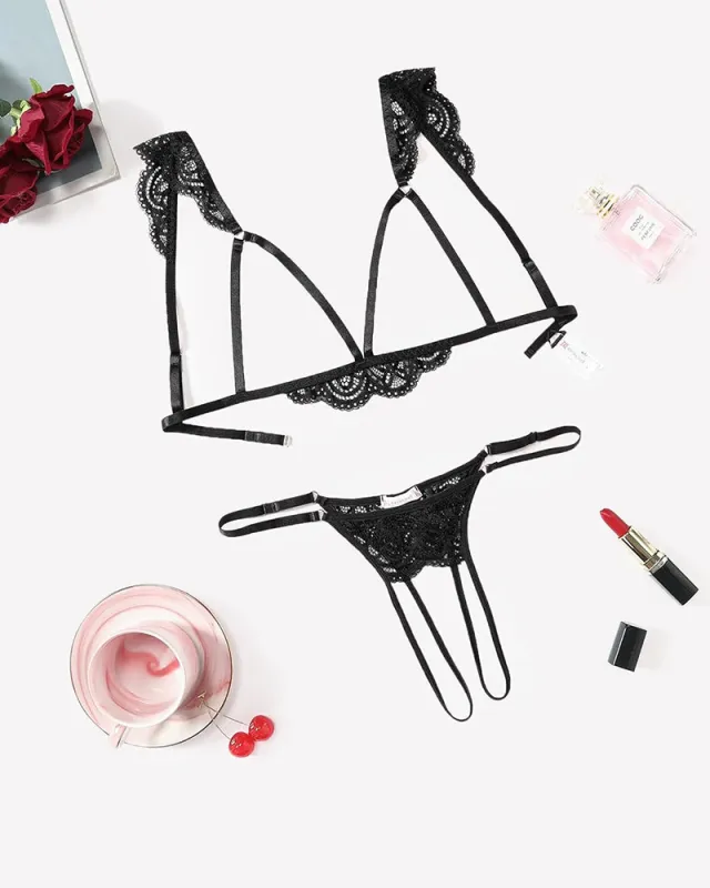 Floral Lace Cutout Bra Panty Lingerie Set made by Avid Love