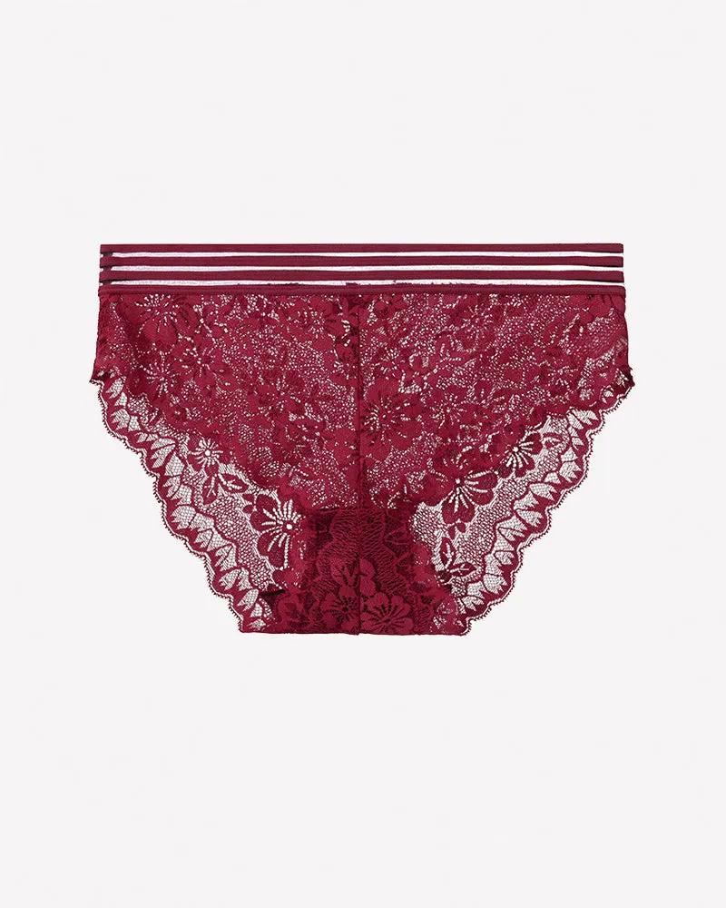 Striped Waist Floral Lace Panties - Sexy Sheer High Stretch Briefs sold by Avid Love product image thumbnail 4