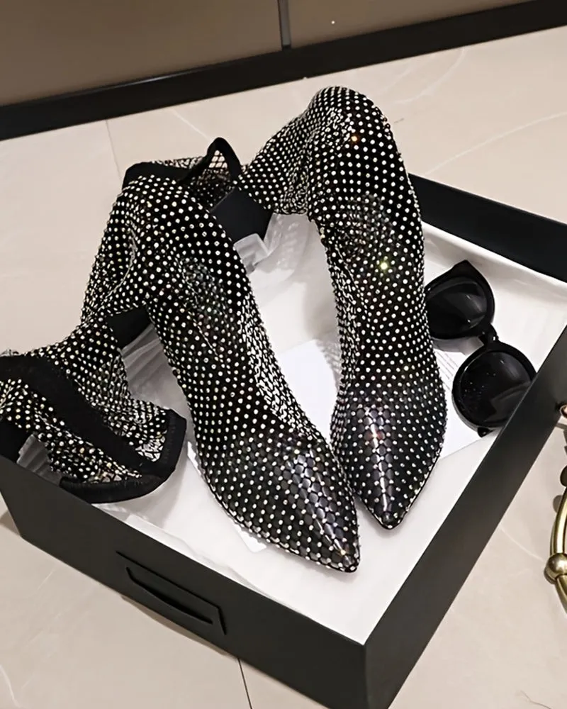 Rhinestone Fishnet Over-the-Knee Stiletto Boots sold by Avid Love product image thumbnail 5
