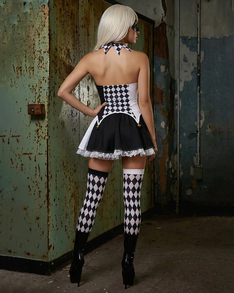 Harlequin Cosplay Costume Dress with Stockings Choker and Mask Set sold by Avid Love product image thumbnail 4