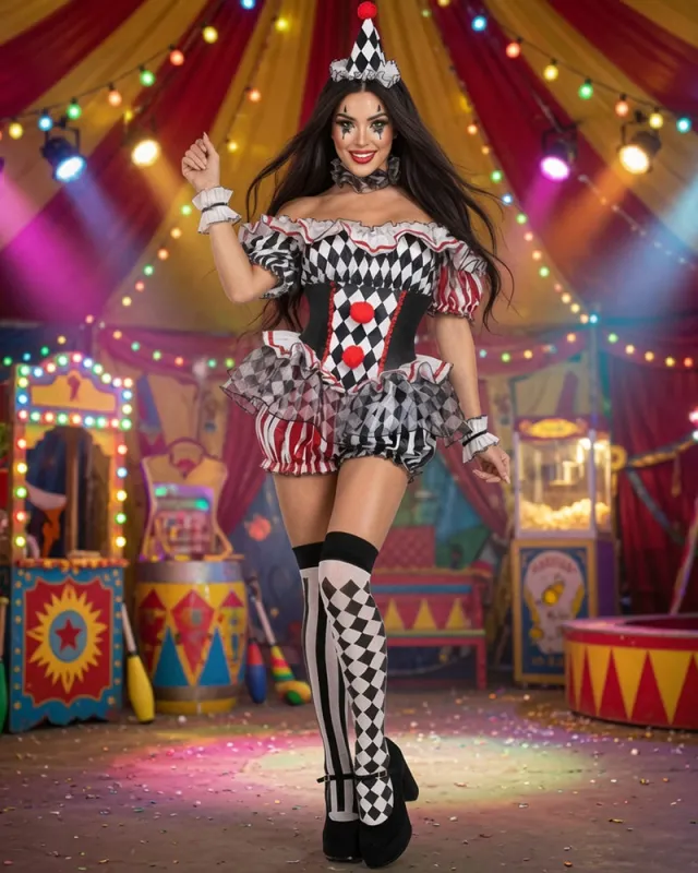 Clown Jester Cosplay Costume Set with Stockings made by Avid Love
