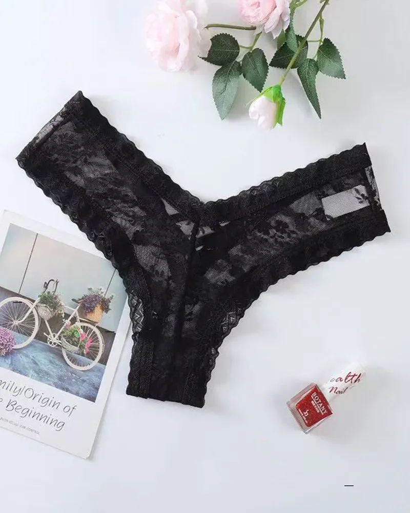 Lace Mesh Low Rise Thong Panties sold by Avid Love product image thumbnail 3