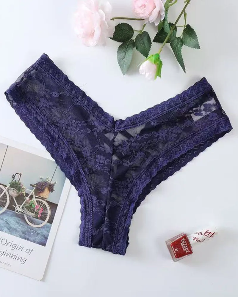 Lace Mesh Low Rise Thong Panties sold by Avid Love product image thumbnail 5