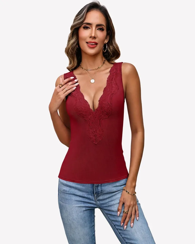 Deep V Neck Tank Top Ribbed Knit Cami Going Out Sexy Top sold by Avid Love product image thumbnail 5