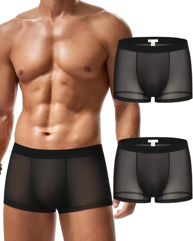 Men's Mesh Boxer Briefs Breathable Stretch Trunk Sexy Lingerie Underwear sold by Avid Love product image thumbnail 3