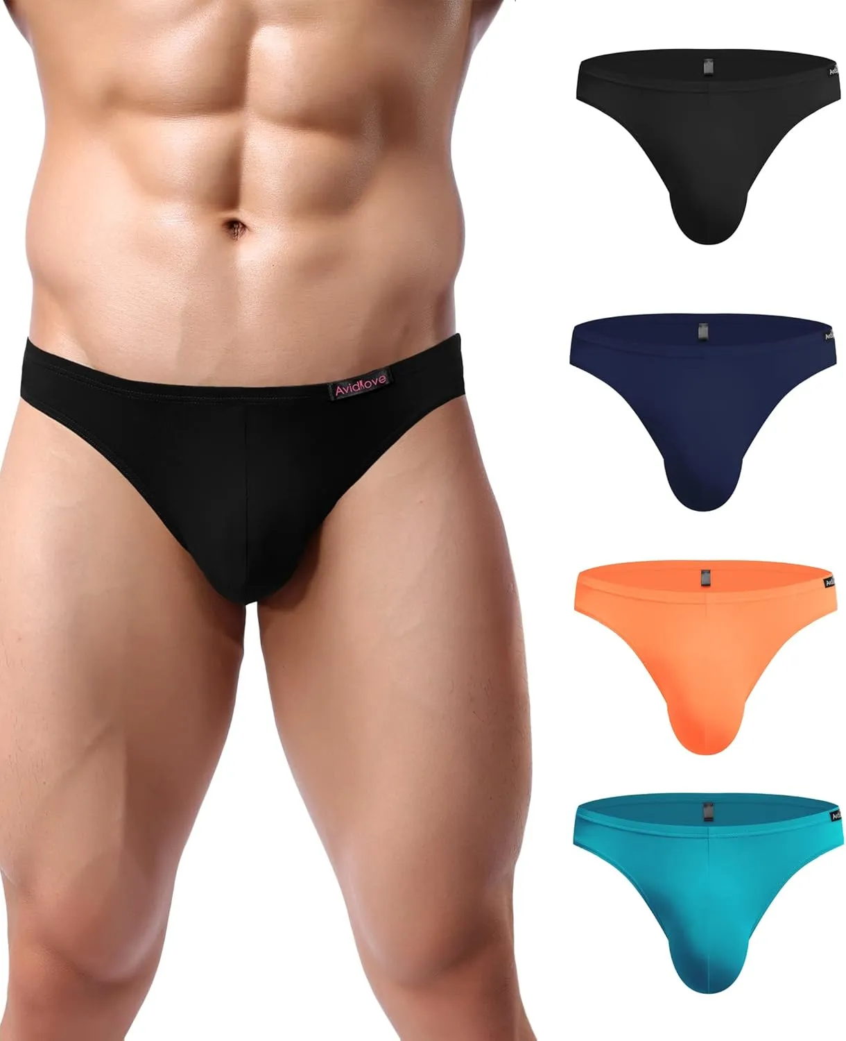 Men's Underwear 4 Pack Low Rise Microfiber Ice Silk Hip Briefs sold by Avid Love product image thumbnail 4