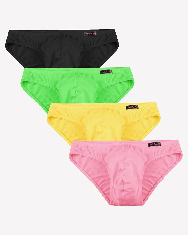 Men's Underwear 4 Pack Low Rise Microfiber Ice Silk Hip Briefs sold by Avid Love