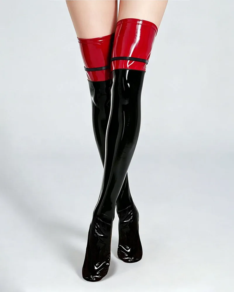 Wet-Look Faux Leather Thigh-High Stockings sold by Avid Love product image thumbnail 4