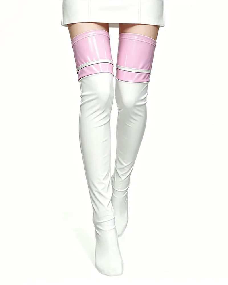 Wet-Look Faux Leather Thigh-High Stockings sold by Avid Love product image thumbnail 5
