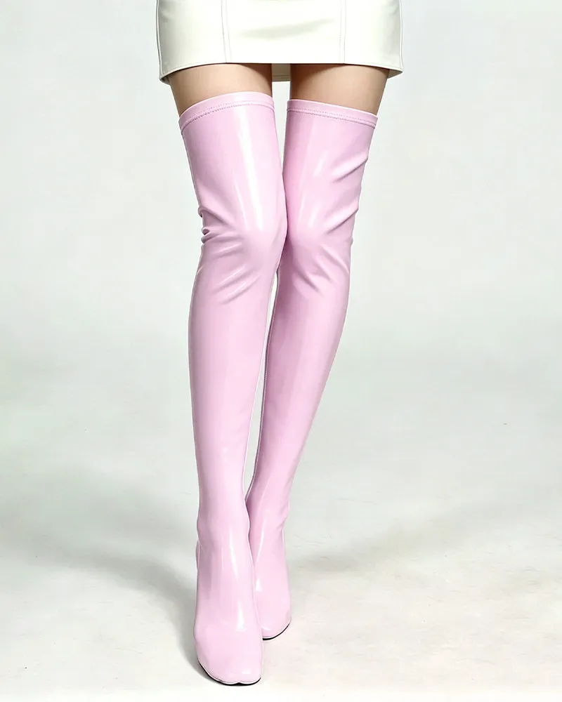 Wet-Look Faux Leather Thigh-High Stockings sold by Avid Love product image thumbnail 3