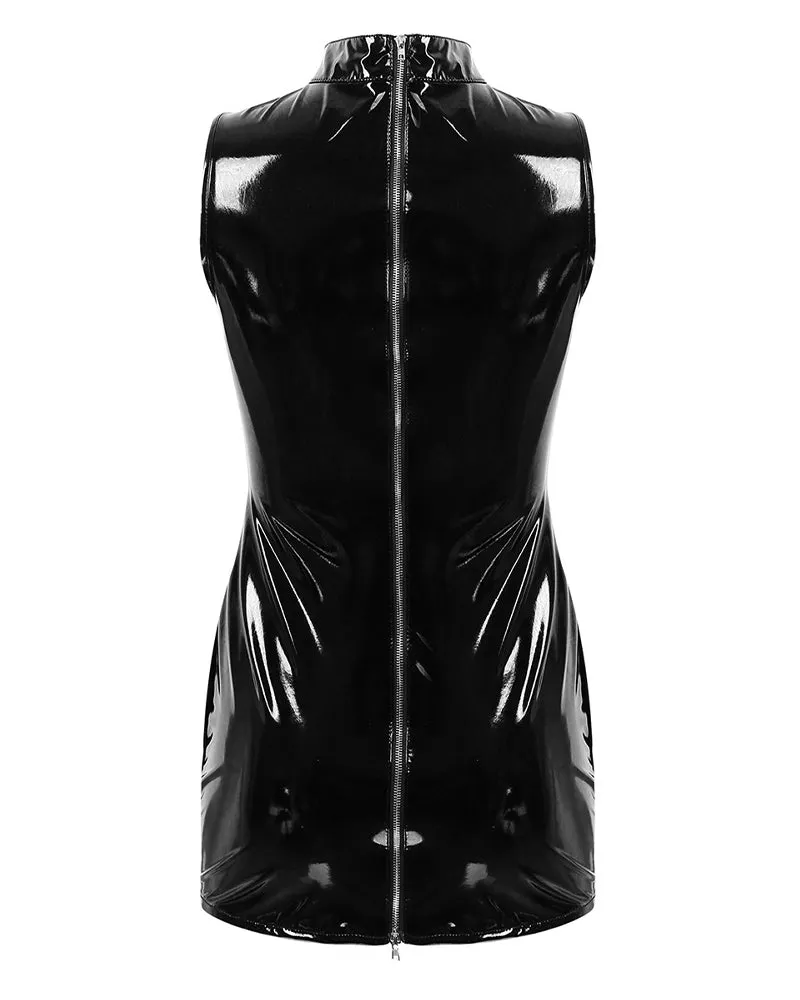 Faux Leather Lace-Up Turtleneck Bodycon Mini Dress sold by Avid Love product image thumbnail 5
