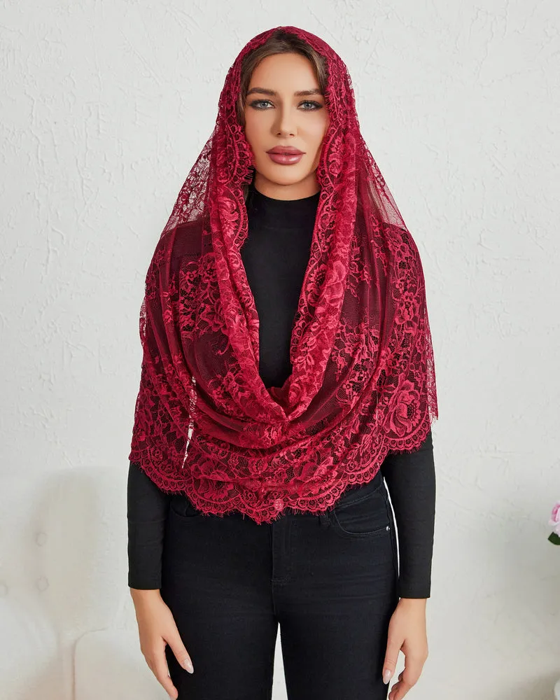 Lace Mantilla Chapel Veil with Satin Edge sold by Avid Love product image thumbnail 2