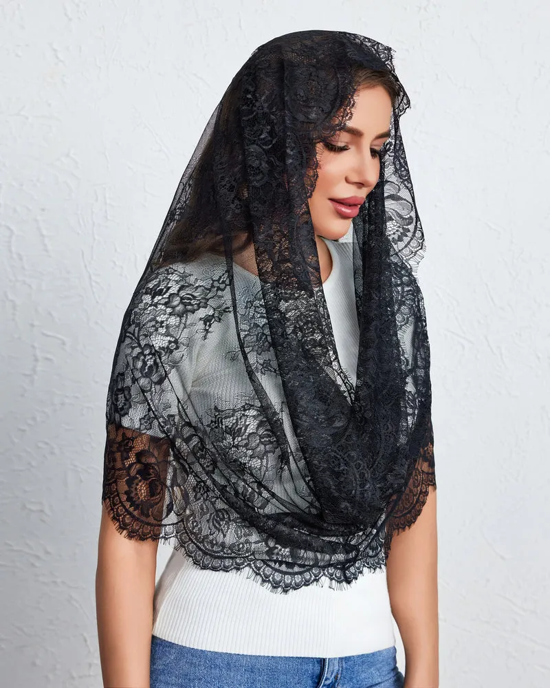 Lace Mantilla Chapel Veil with Satin Edge sold by Avid Love product image thumbnail 5