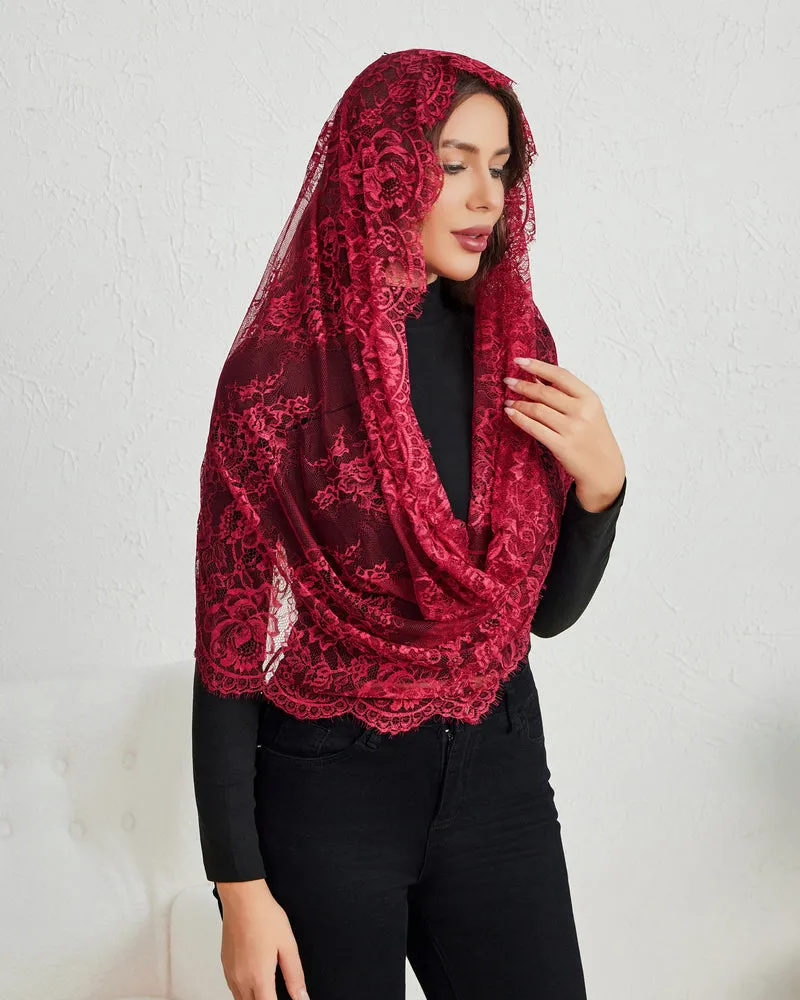 Lace Mantilla Chapel Veil with Satin Edge sold by Avid Love product image thumbnail 3