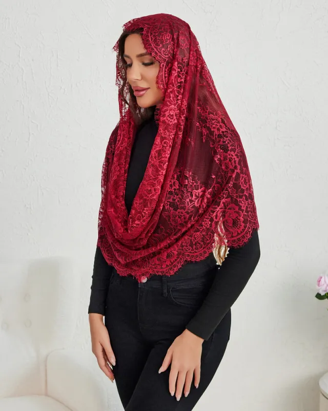 Lace Mantilla Chapel Veil with Satin Edge made by Avid Love