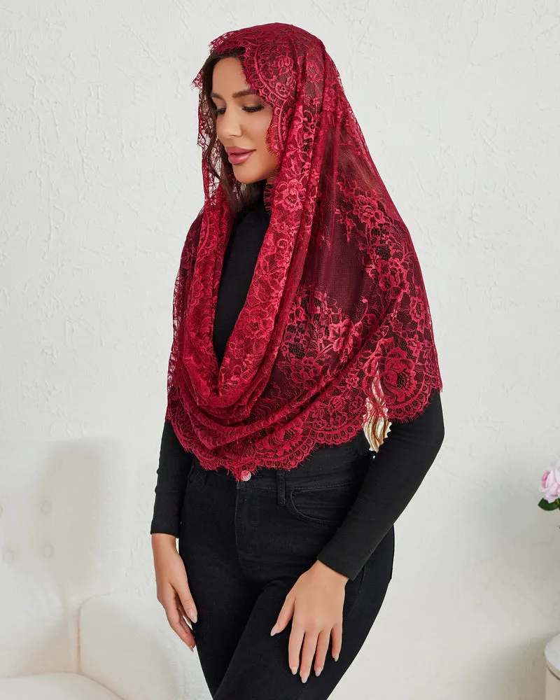 Lace Mantilla Chapel Veil with Satin Edge sold by Avid Love